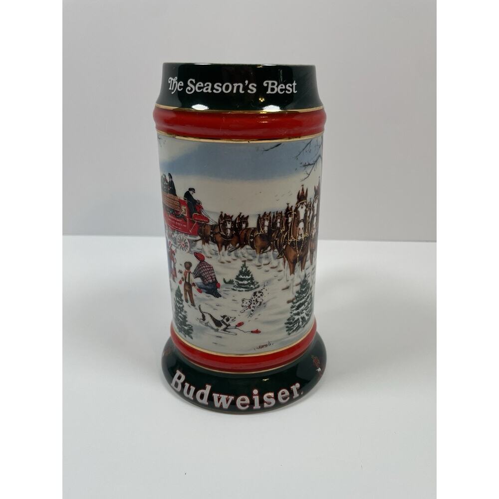 1991 Budweiser “The Season’s Best” Holiday Stein- Clydesdales Winter Scene